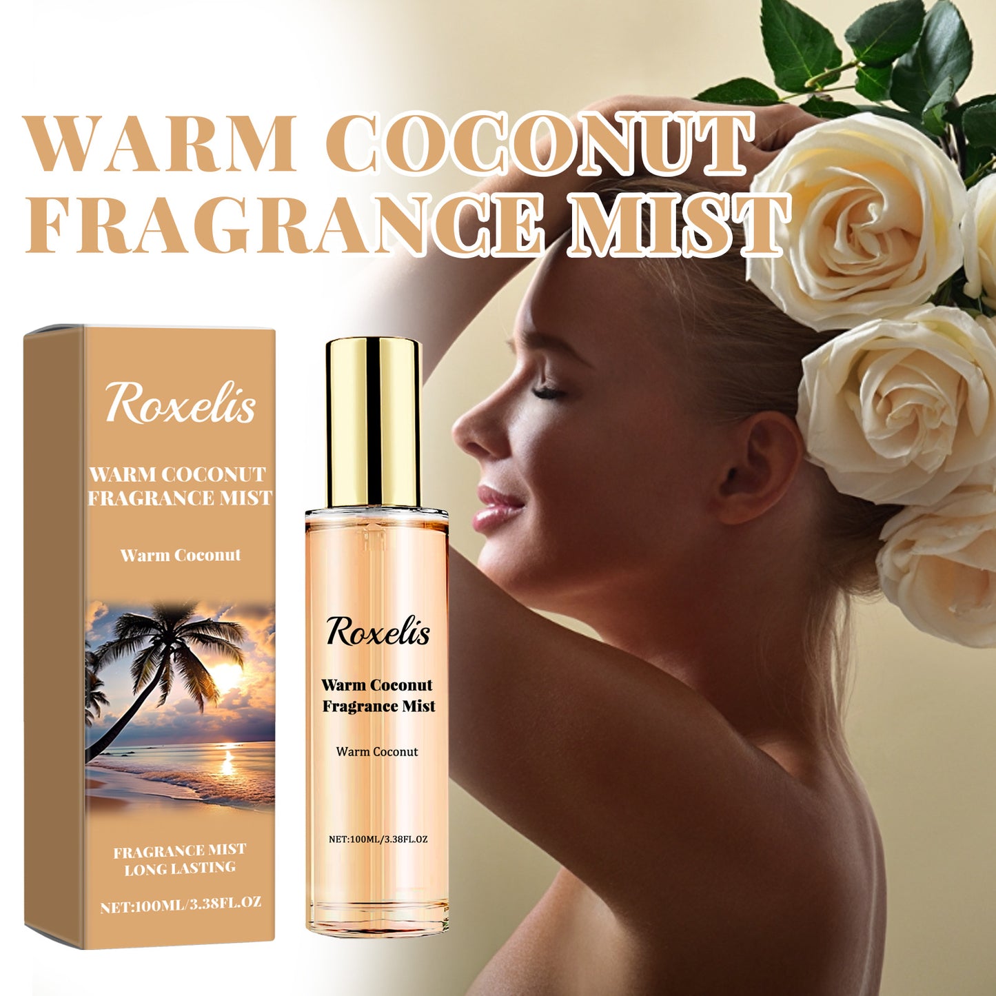 Roxelis Warm Coconut Fragrance Mist, Lasting Fragrance Fresh And Natural Couples Date With Fragrance To Bring Atmosphere Encounter