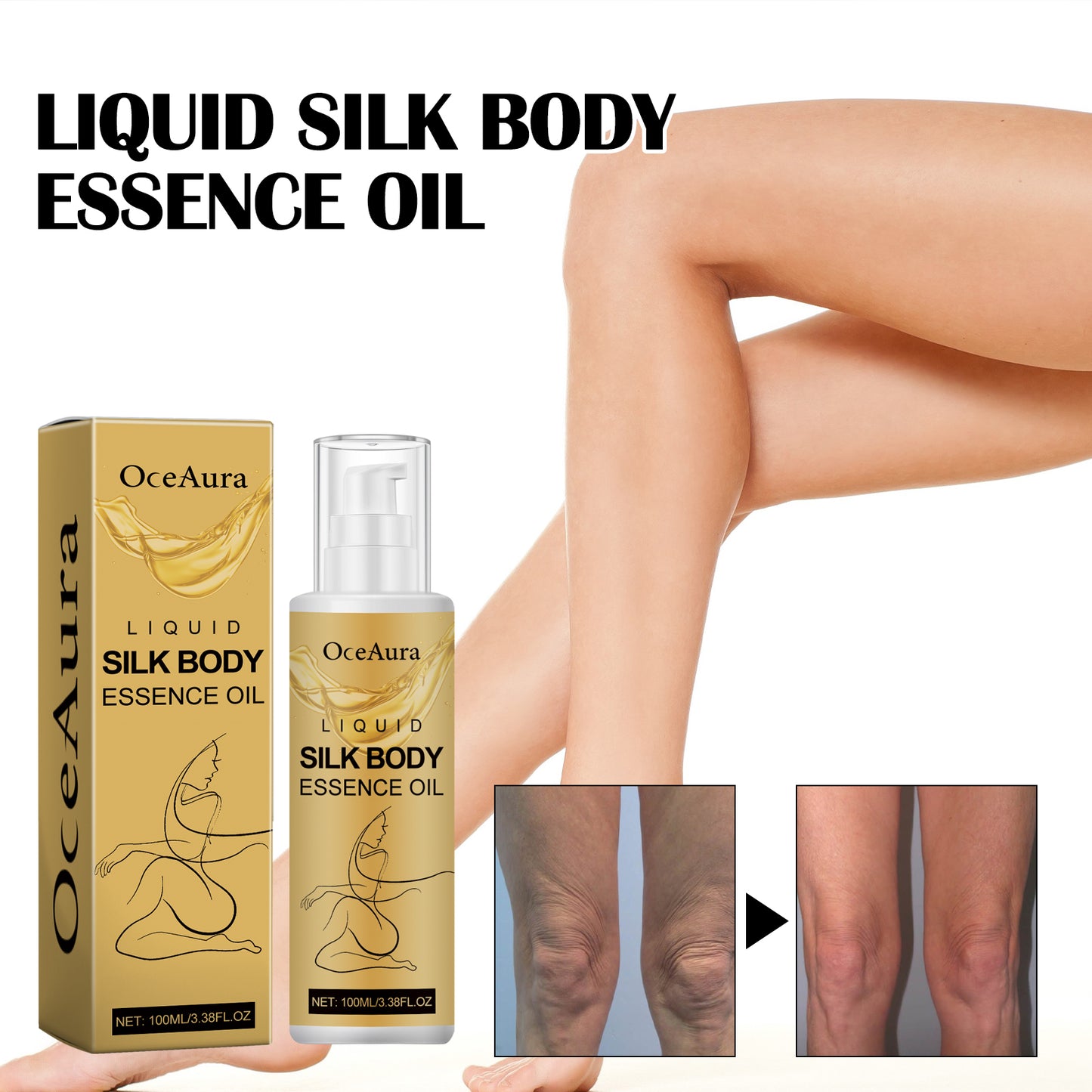 OceAura Liquid Silk Body Essence Oil, Firming Skin Filling Water Tender Skin Moist Fresh And Not Greasy Skin Oil