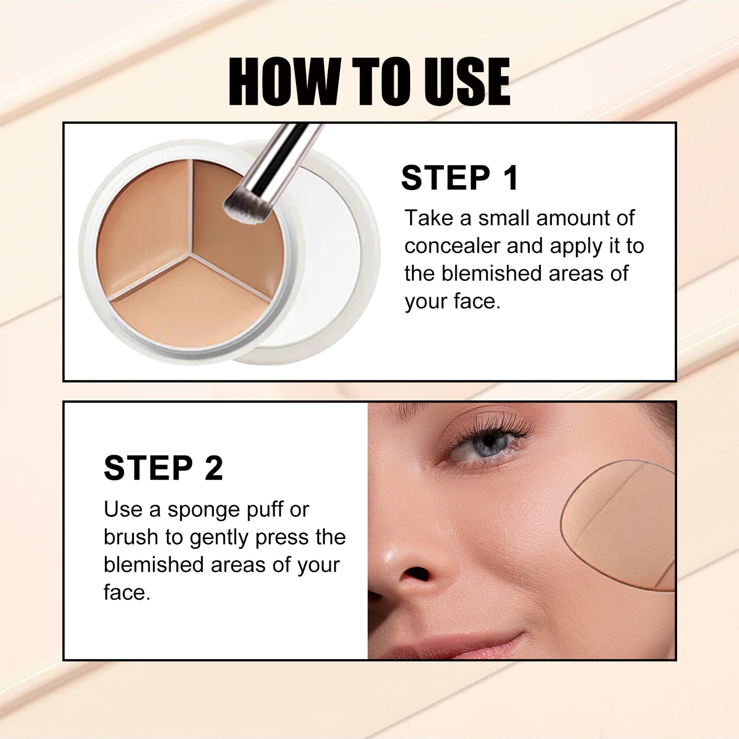 EELHOE Three-Color Concealer, Hide Facial Blemishes Tear Gashes Dark Circles Under Eyes Spots To Create A Clear Natural Look