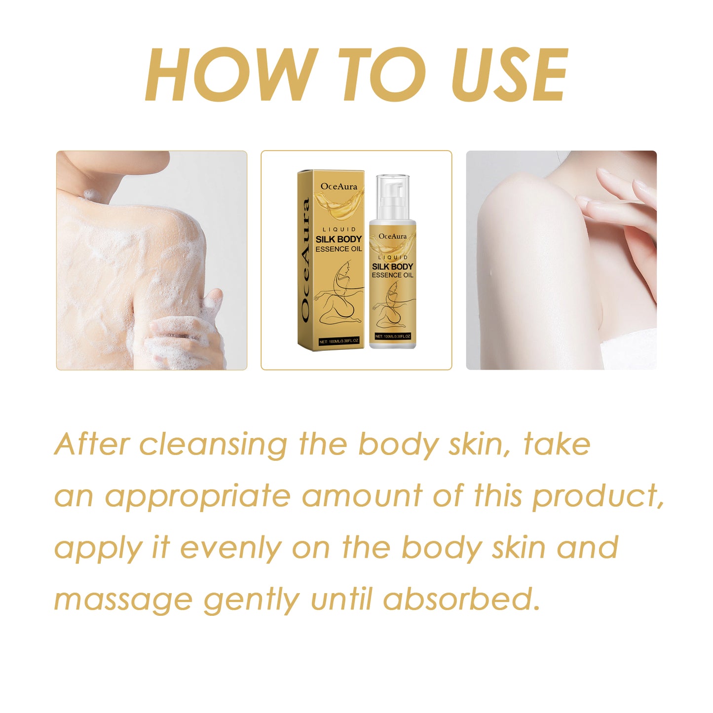 OceAura Liquid Silk Body Essence Oil, Firming Skin Filling Water Tender Skin Moist Fresh And Not Greasy Skin Oil