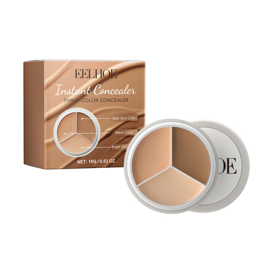 EELHOE Three-Color Concealer, Hide Facial Blemishes Tear Gashes Dark Circles Under Eyes Spots To Create A Clear Natural Look
